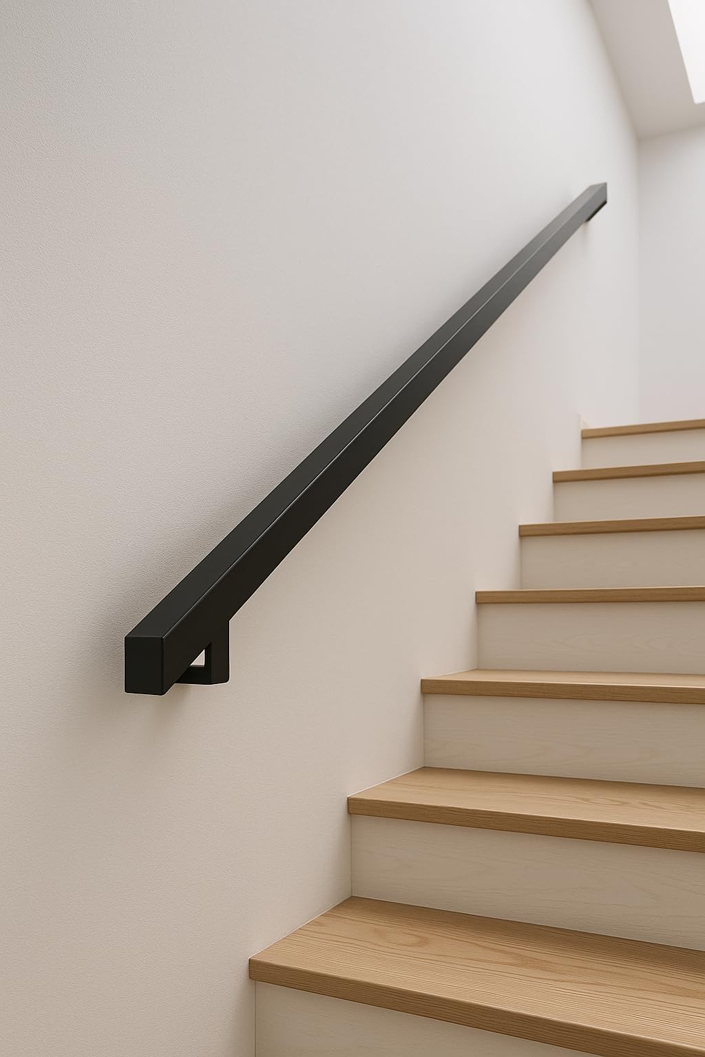 Corrimano in Ferro Mod. Italia – Sezione 40x40 mm – Disponibile da 50 a 400 cm – Nero Opaco – Supporti e Tasselli Inclusi – Per Scale Interne ed Esterne – Montaggio Fai da Te (Nero Opaco, 340 cm)