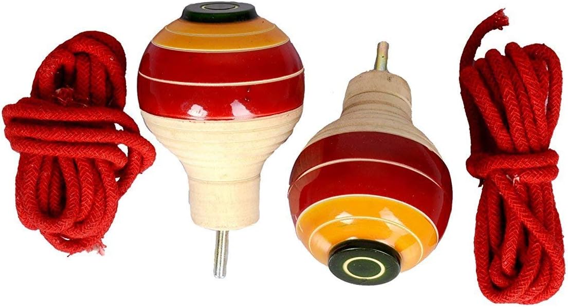 Funwood Games® Wooden Spinning Tops Lattoo Multicolor (Pair of 2)