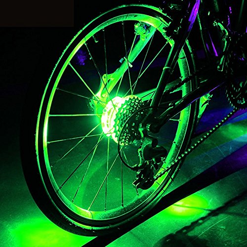 Lufei Led Bike Wheel Lights Hub Light Led Spoke Warning Lights Cycling Decoration Night Riding Bicycle Wheels Lights. (Green) #TOP4