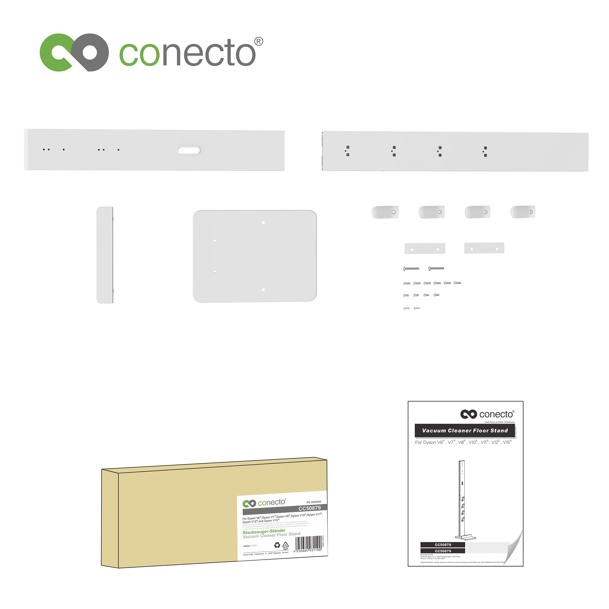 conecto SA-CC50879 stojak do odkurzacza, aluminium, biały