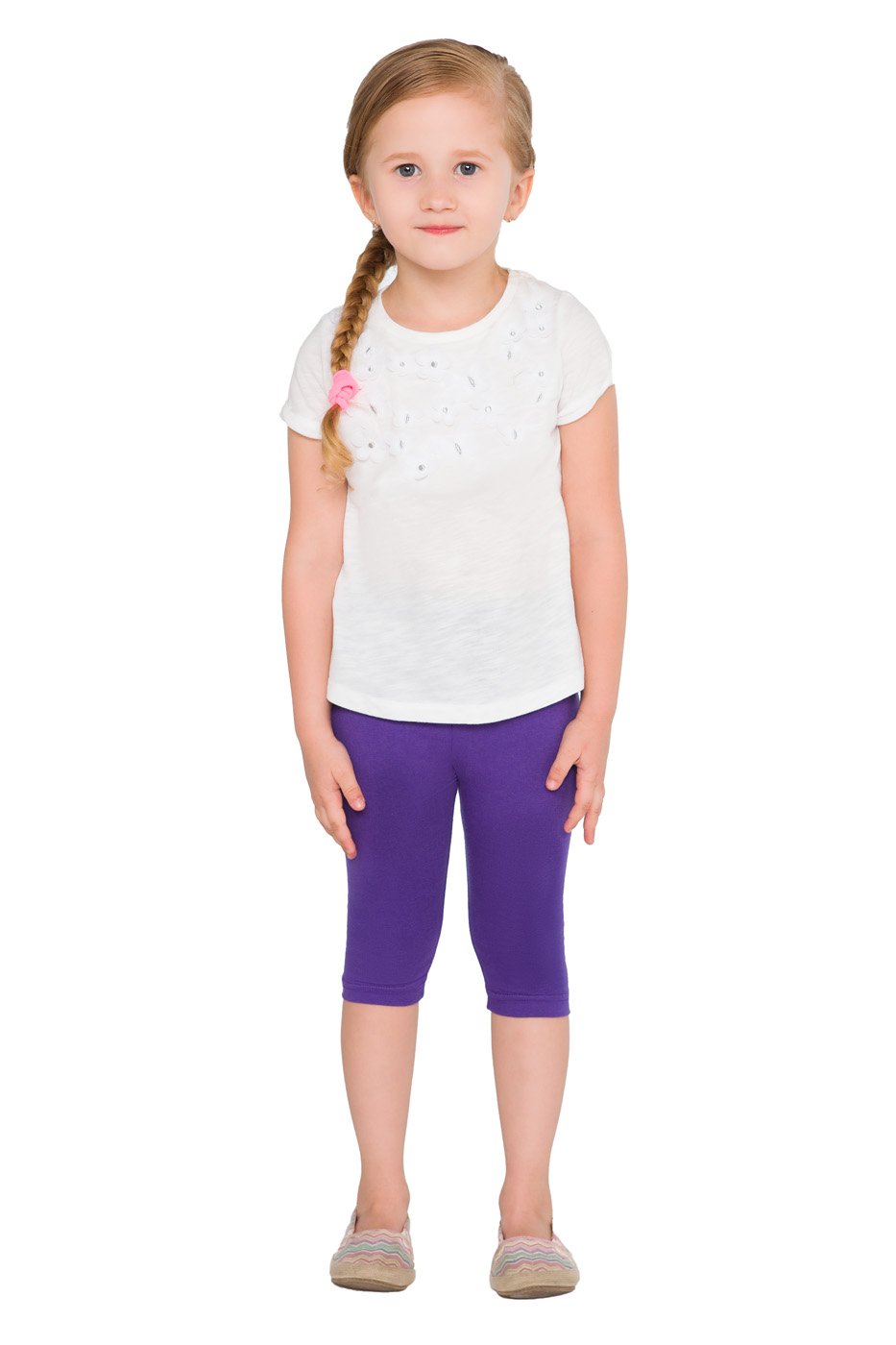 hi!mom Girls Cropped Leggings 3/4 Lenght - Cotton Basic Opaque Stretchy Dance Sport School Summer Capri Leggings - Pants for Kids Leggings — view 7