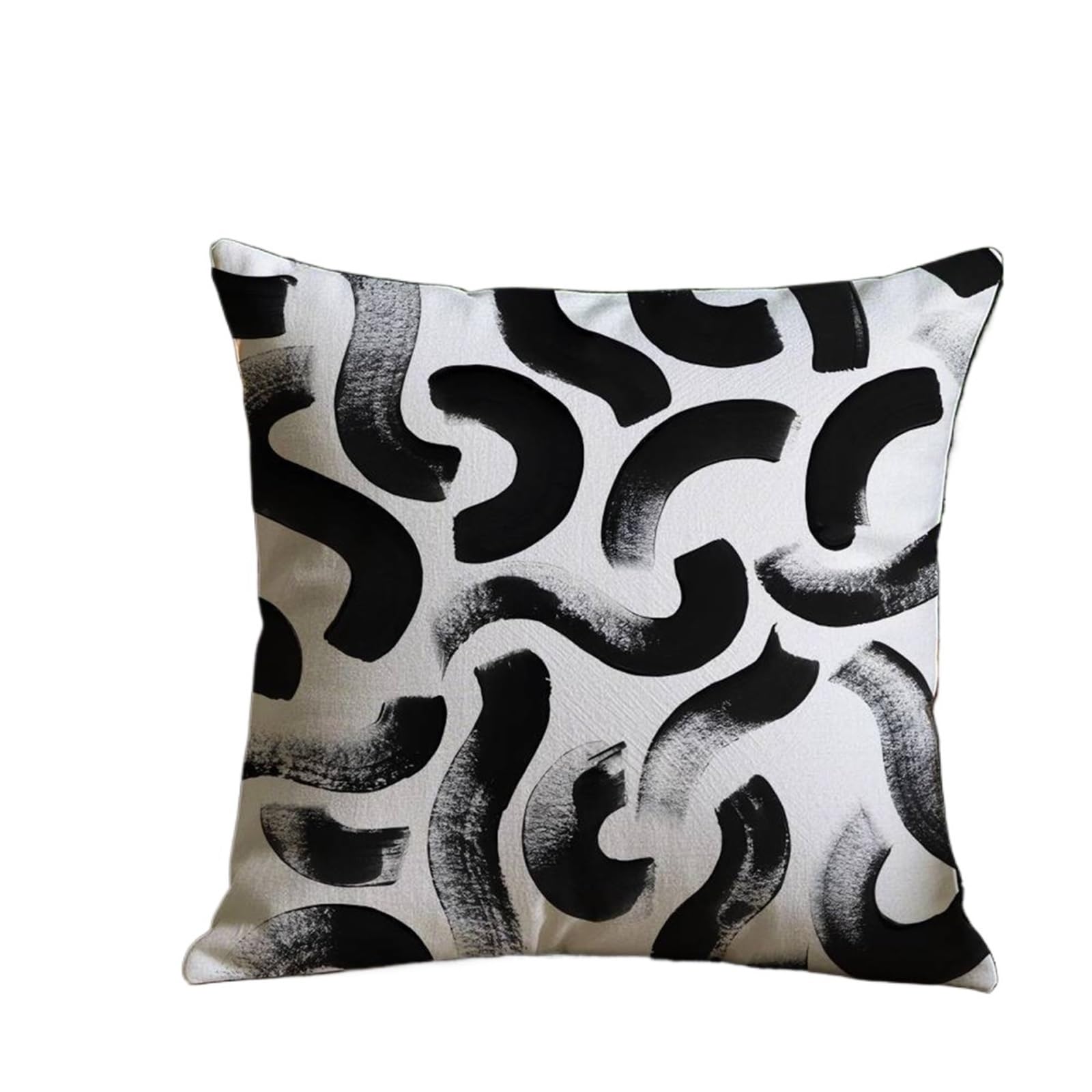 2pc Black And White Striped Geometric Rectangle Pillow Case Anti-dustmite Pillowcase Invisible Zipper Silky Short Plush Sofa(Color2,45X45cm)