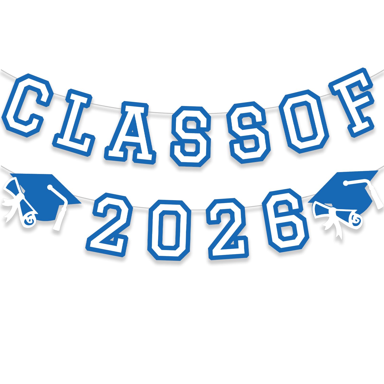 Class of 2026 Graduation Banner University College Grad Garlands Decoration Party Supplies High School Colors Blue White