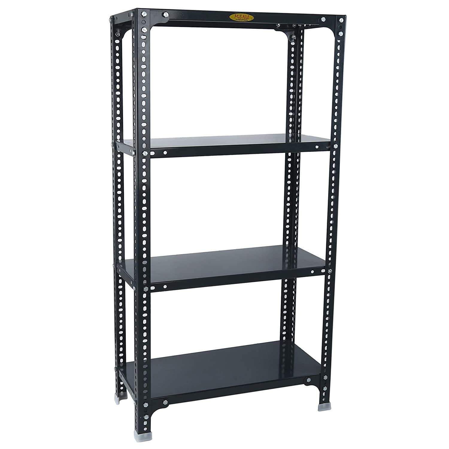 Mil-Nil Prime CRC Sheet 4 Shelf Multipurpose Slotted Angle Rack, 48 x 24 x 12 Inch (48 x 24 x 12, Grey) 16 Gauge Angles-image-46