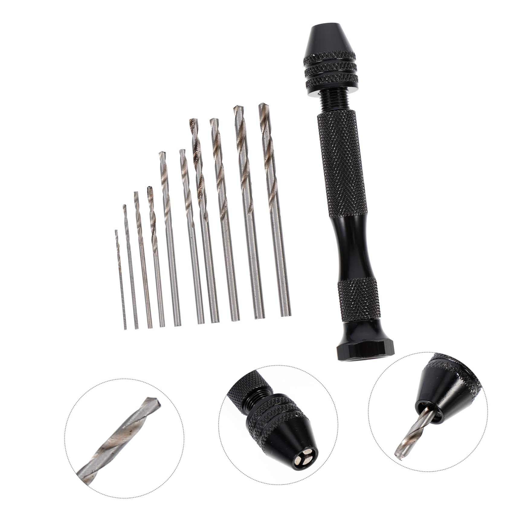 Mikikit 1 Set Wenwan Mini Hand Drill Mini Tools Rotary Tool Kit Pin Vise Hand Drill Tool for Manual Work Electric Tool Work Tools Jewelry Tools Kit Precision Power Tool Black Alloy Steel
