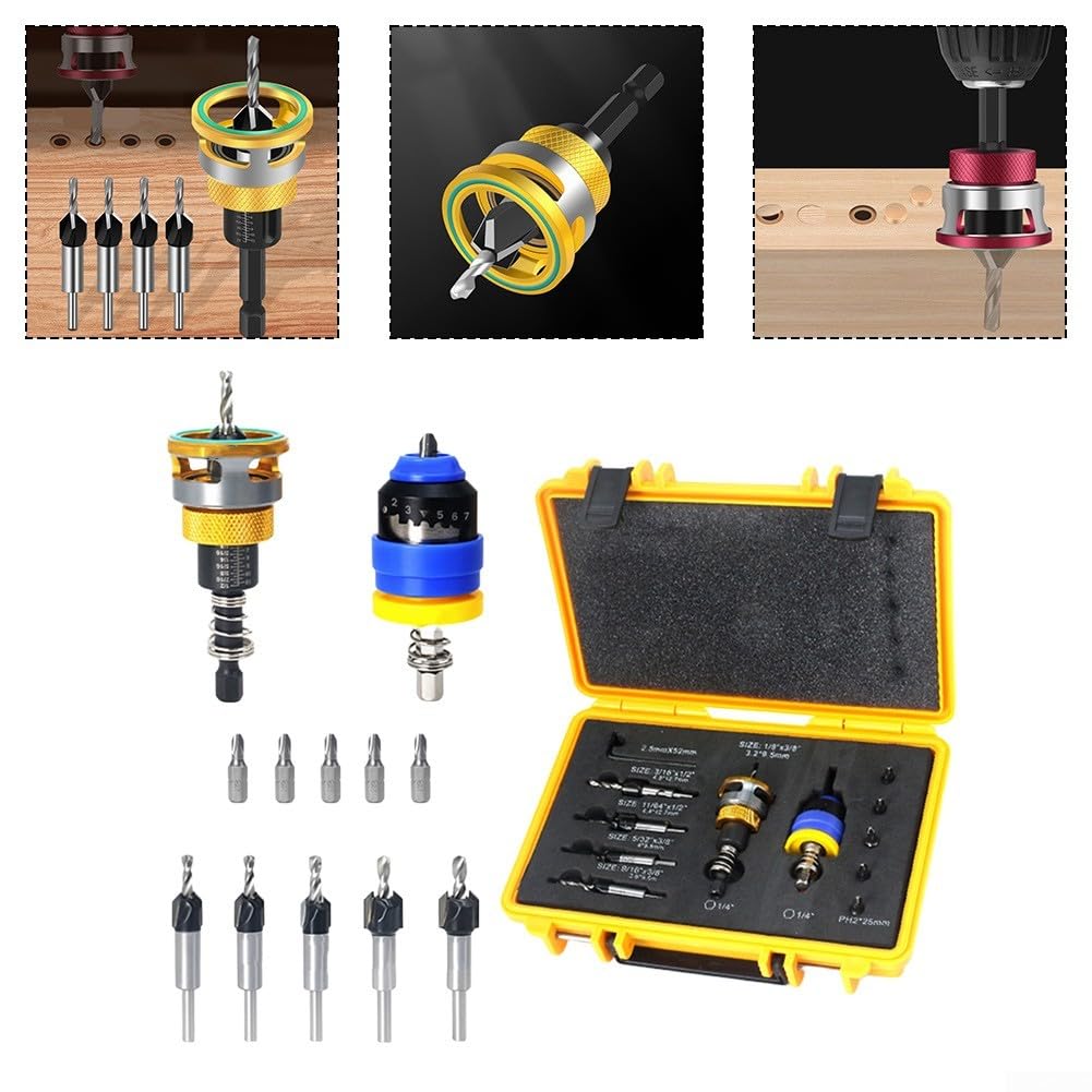 Senker Bohrer Set mit Tiefenanschlag 4-tlg für holz Senker Bohrer