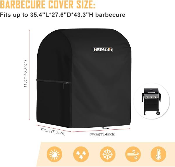 HEIMUNI Funda Barbacoa Exterior, Funda para Barbacoa Weber Spirit 210, Funda Parrilla Exterior Impermeable Cubierta de Barbacoa para Weber Spirit E-210 con Caballete Lateral Plegable (90x70x110cm) - 2