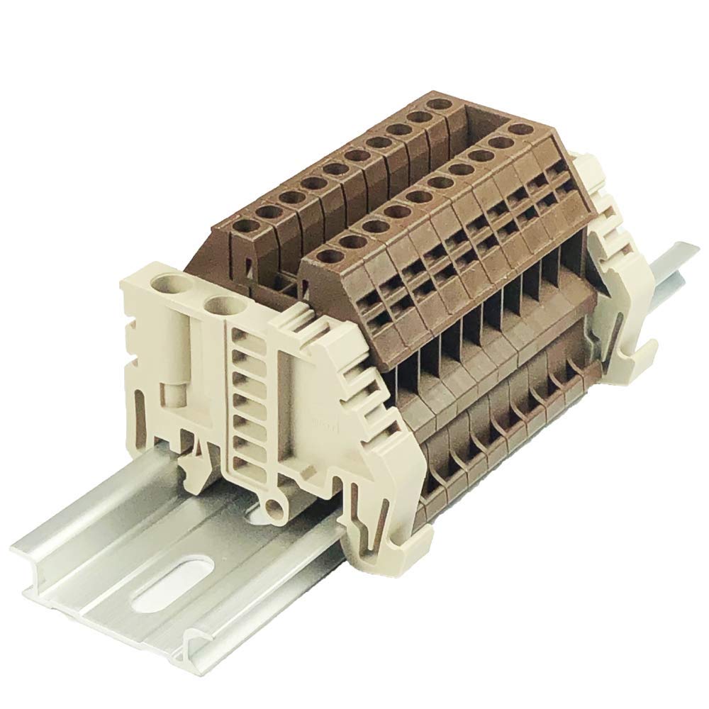 Bloc de jonction DIN 600V Dinkle DK2.5N-BR isolant pour câbles 12-22 AWG