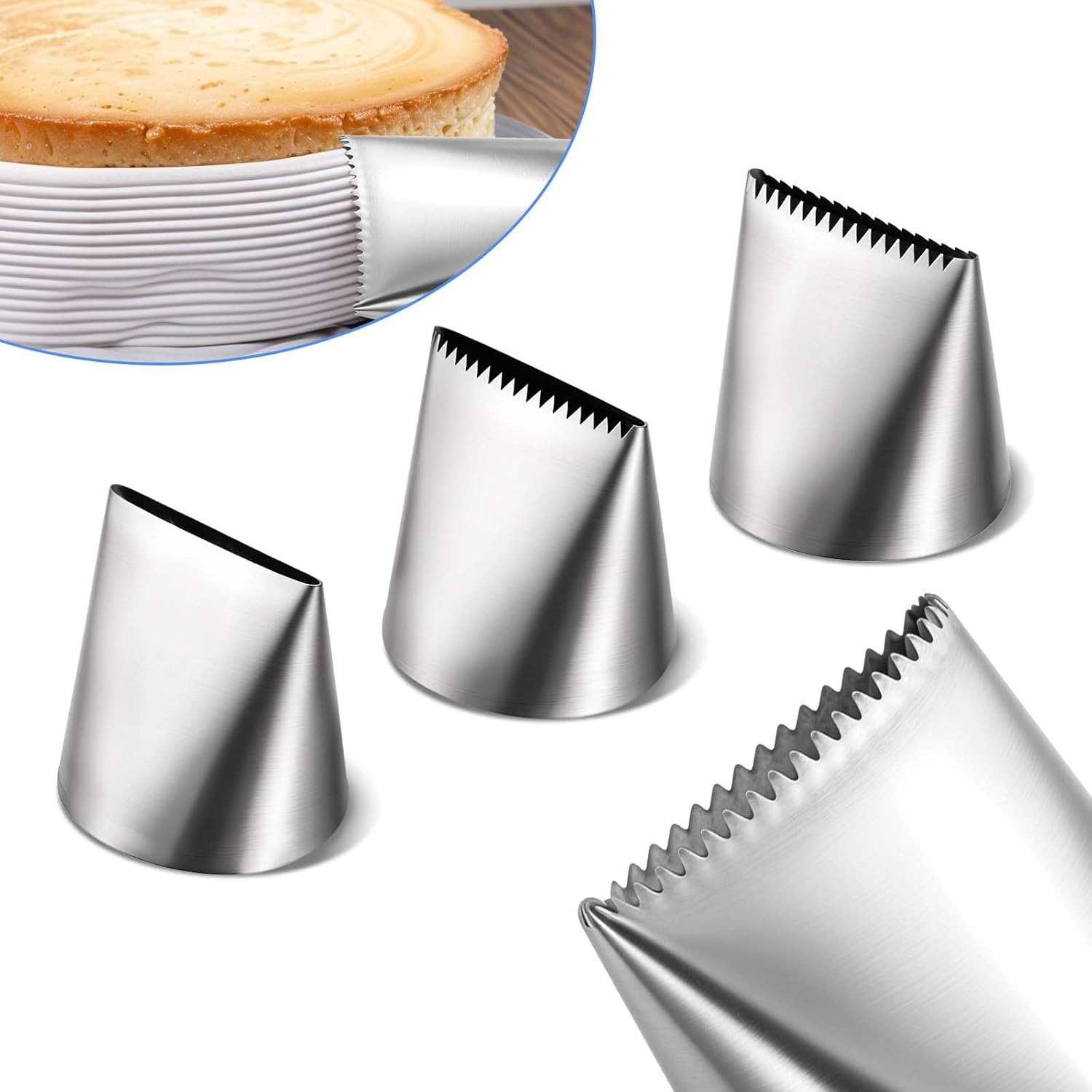 Ptwola 3 PCS Piping Tips Set Large Frosting Piping Kit Stainless Steel Cake Icing Nozzles Tips Decorating Tools Silver Pastry Bags Tips Accessories for Cookie Cupcake Baking Buttercream Supplies thumbnail