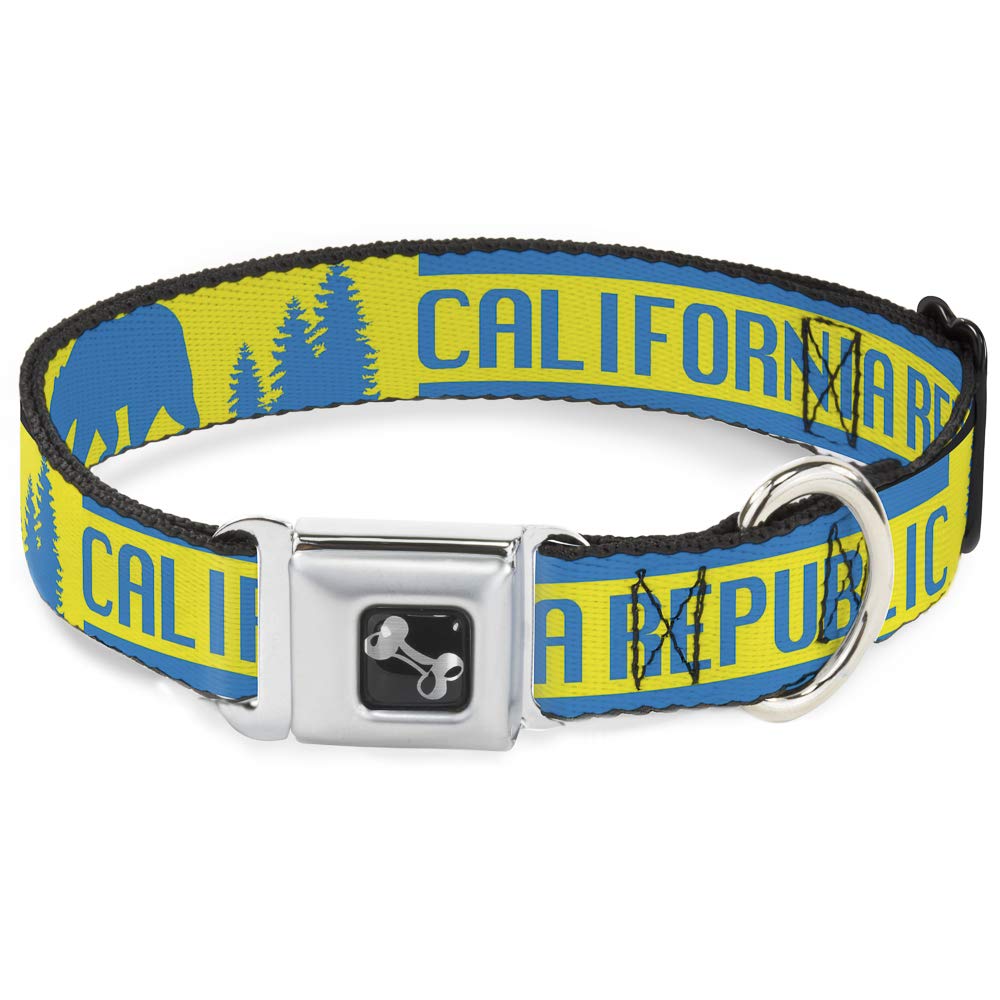 Collier de chien Buckle Down California Republic petit chien nylon ajustable jaune