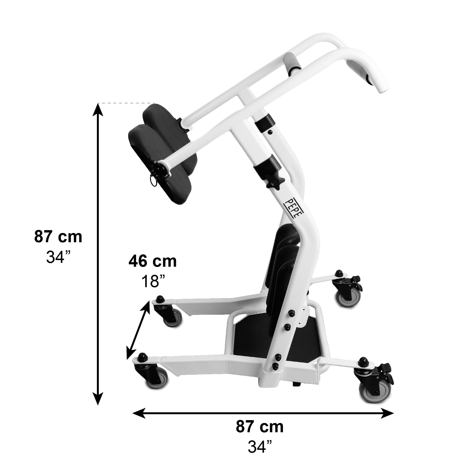 PEPE Mobility Aufstehhilfe Bett und Sofa, Patientenlifter für zuhause, Transferstuhl für ältere Menschen und Patienten, Patiententransporter bis 180 kg, Mobiler Aufstehstütze mit Rollen