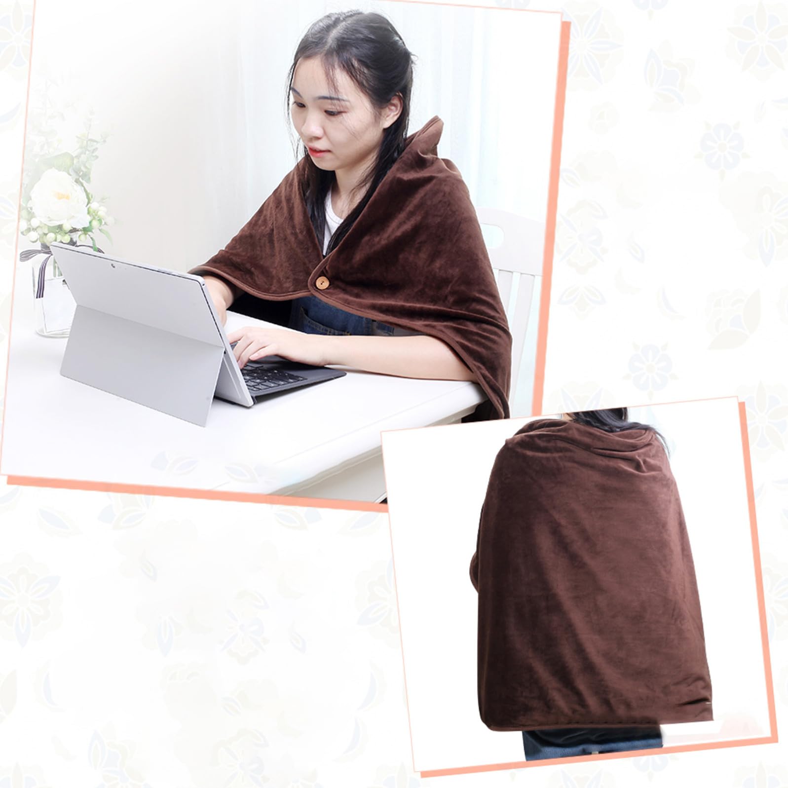Veemoon Couverture en 5v Chauffante Électrique Flanelle USB pour L’Hiver