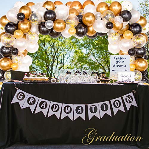 Whaline Balloon Arch & Garland Kit, 120Pcs Black, White, Gold Confetti And Metal Latex Balloons With 1Pcs Tying Tool, Balloon Strip Tape For Graduation, Wedding, Birthday Decor #TOP3