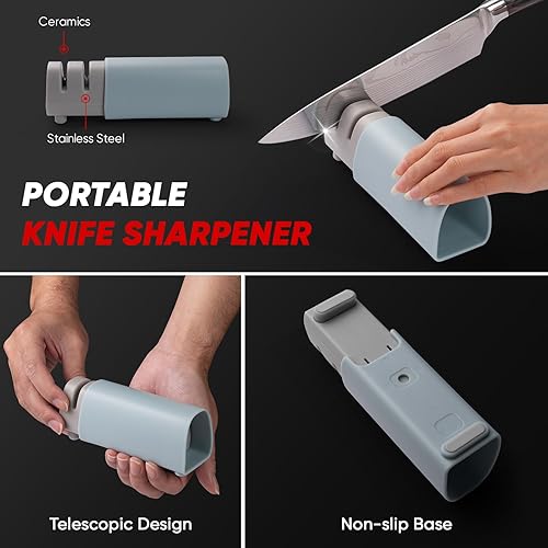 Miniatura 5 de XXV Cuchillo de chef de 8 pulgadas, cuchillo de cocina afilado de acero inoxidable de alto carbono con mango ergonómico con afilador de cuchillos,