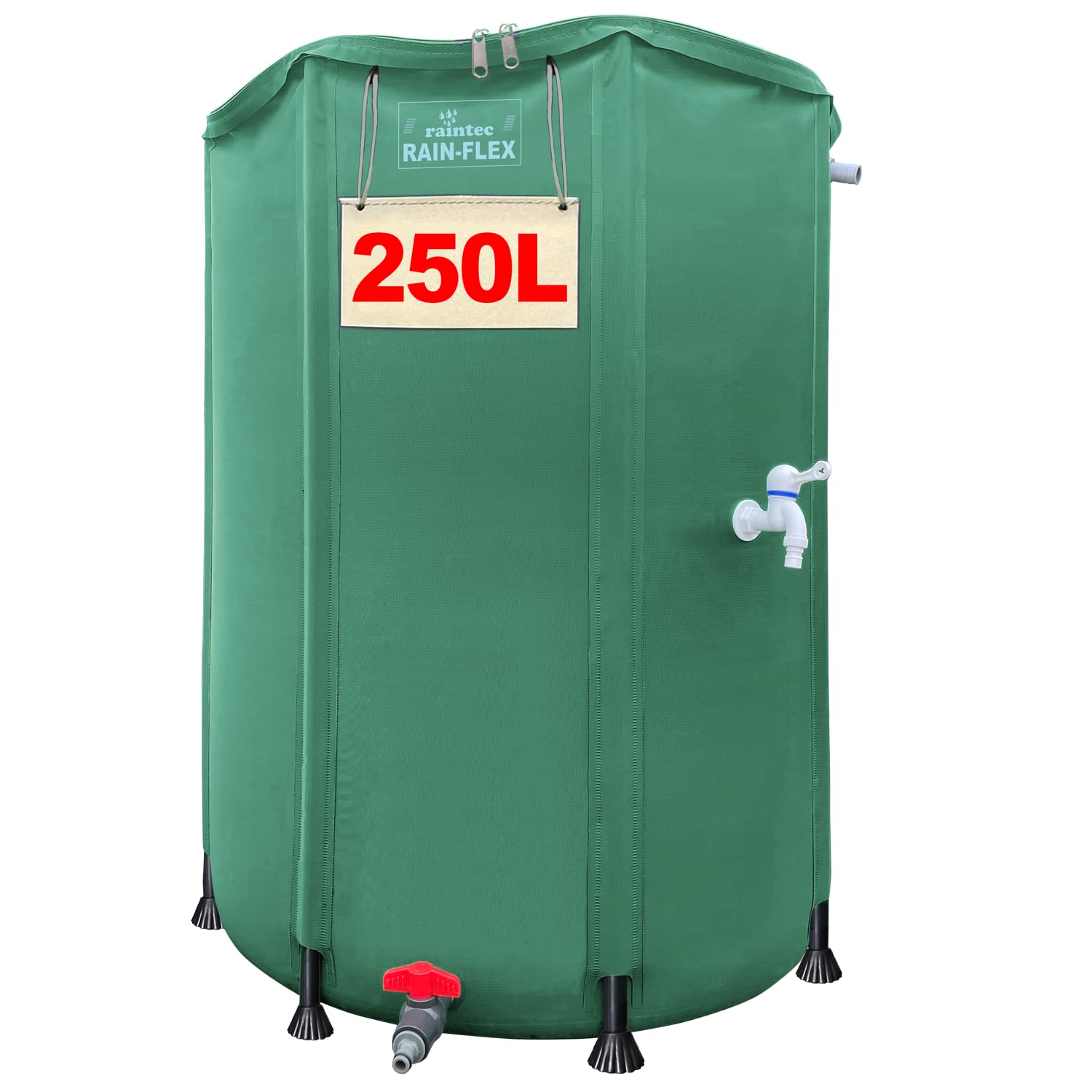 Collapsible Rain Barrel 250l Water Tank with Spigot and zipper lid green