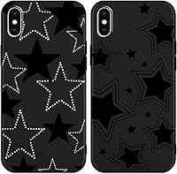 Vista 24 de Paquete de 2 Fundas Lindas y Geniales de Estrellas Negras para iPhone 7/8 / SE 2020 / SE 2022 de 4.7 Pulgadas, Funda Estética, Antiarañazos