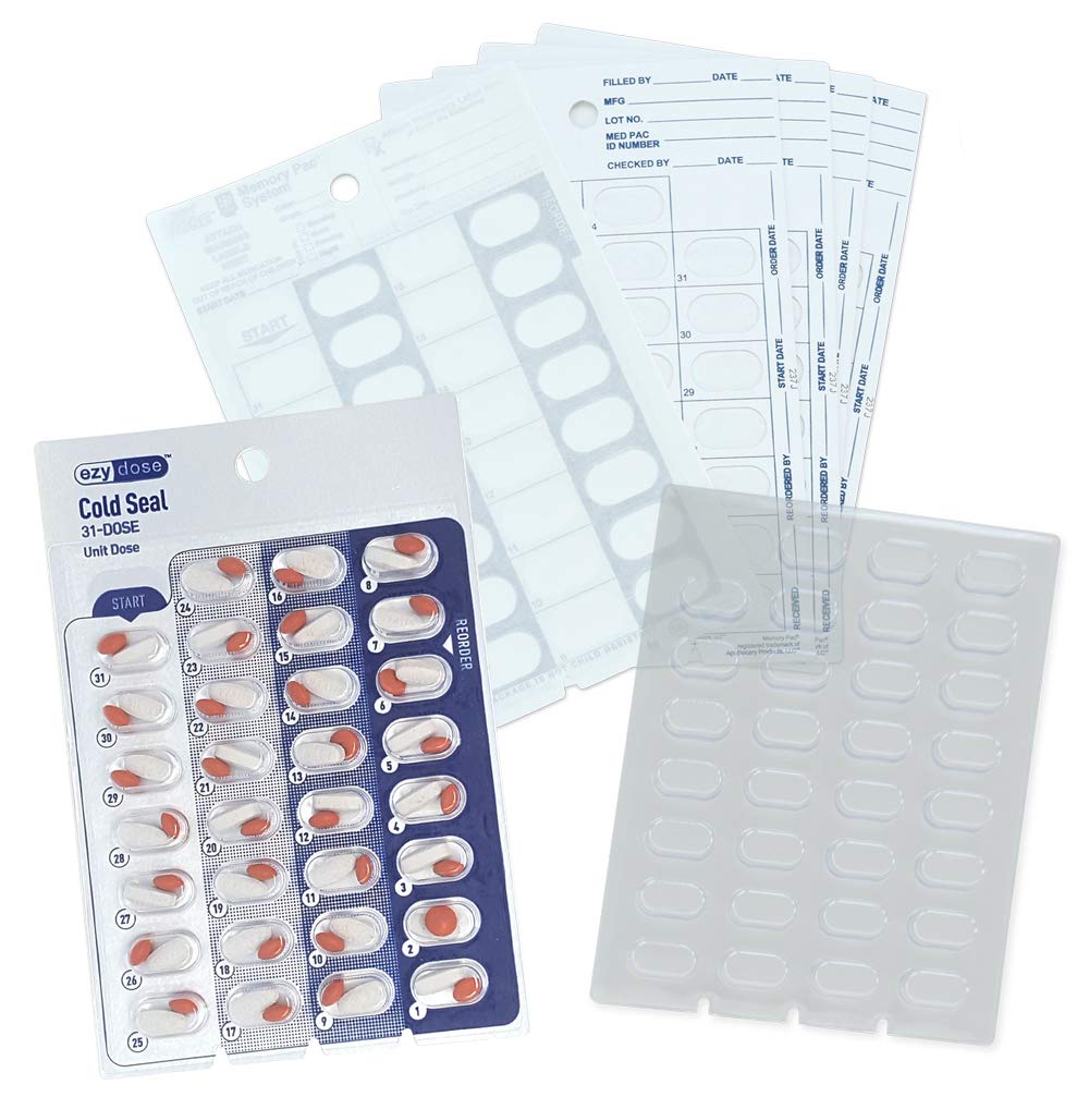 6 tarjetas de recambio para sistema mensual de blíster de sellado en frío (mensual-grande)