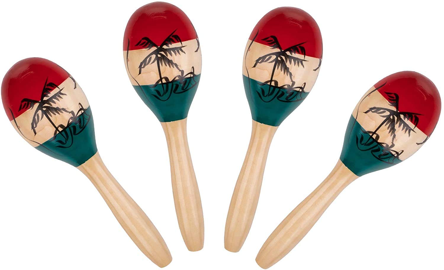Mike Music 4 Pack Wood Maracas Musical Painted Wooden Maraca Hand Percussion Instrument(Two pairs)