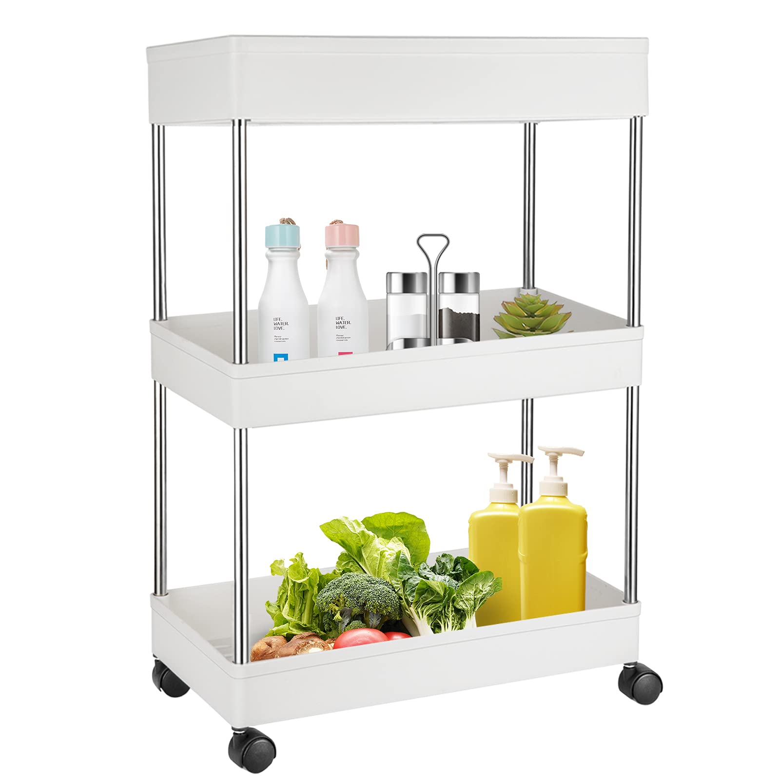 Buy Storage Cart 3 Tier Heavy Duty Rolling Utility Cart Mobile Slide