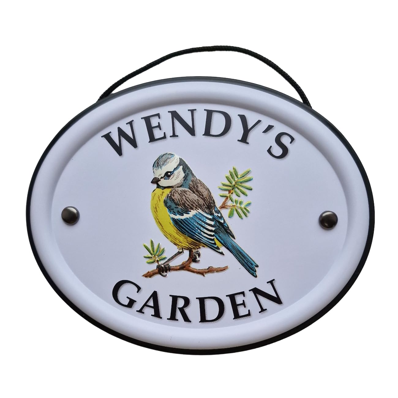 Personalised Garden Sign Hanging Outdoor Tin Plaque Embossed Metal Wall Signs "Wendy's Garden"