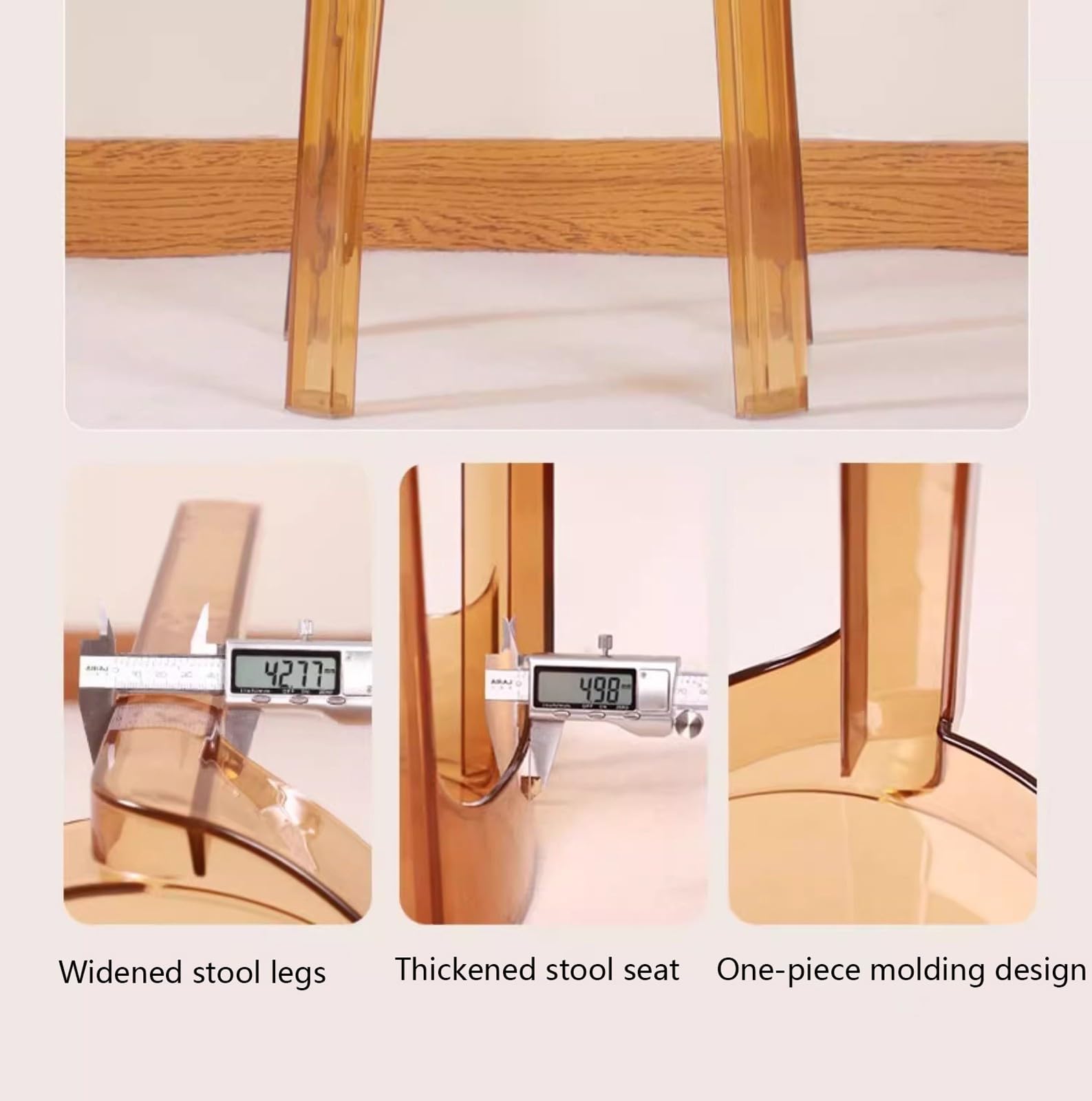 Banco de ducha transparente, taburete antideslizante impermeable, asiento de ducha de esquina transparente, banco que ahorra espacio para baños pequeños, elegante acento marrón (A)