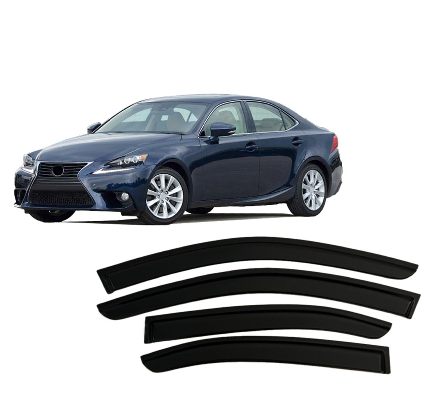 Liufangfc Normal Wind Deflectors For Lexus Is Xe30 2014-2021 – 4Pc Tape-On Smoked Visors, Weatherproof, Anti-Salt/Snow, Low-Noise