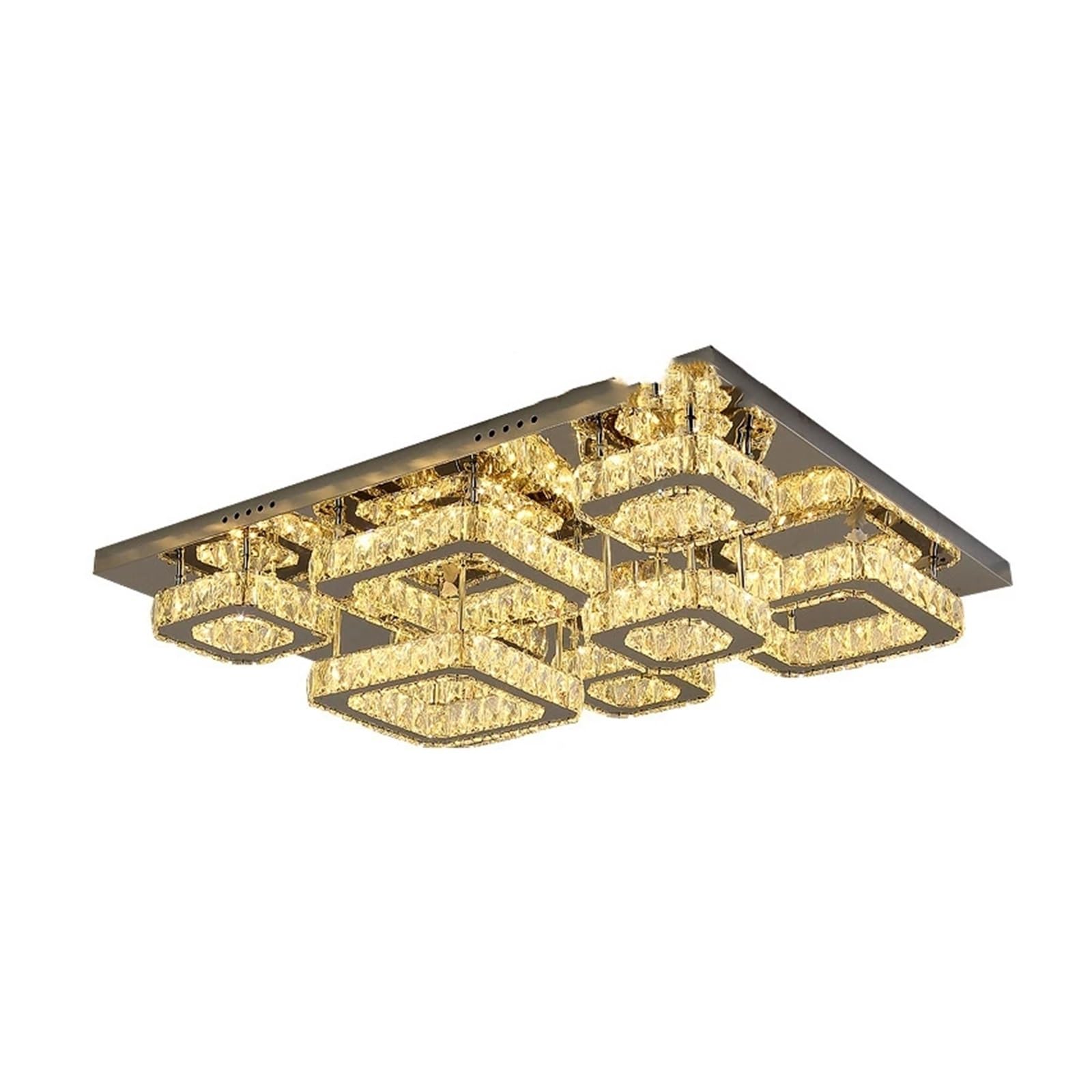 LYMSXAZOU Crystal Ceiling Lamp - Modern LED Chandelier for Living Room, Bedroom, Dining Luxury Dimmable Square Design