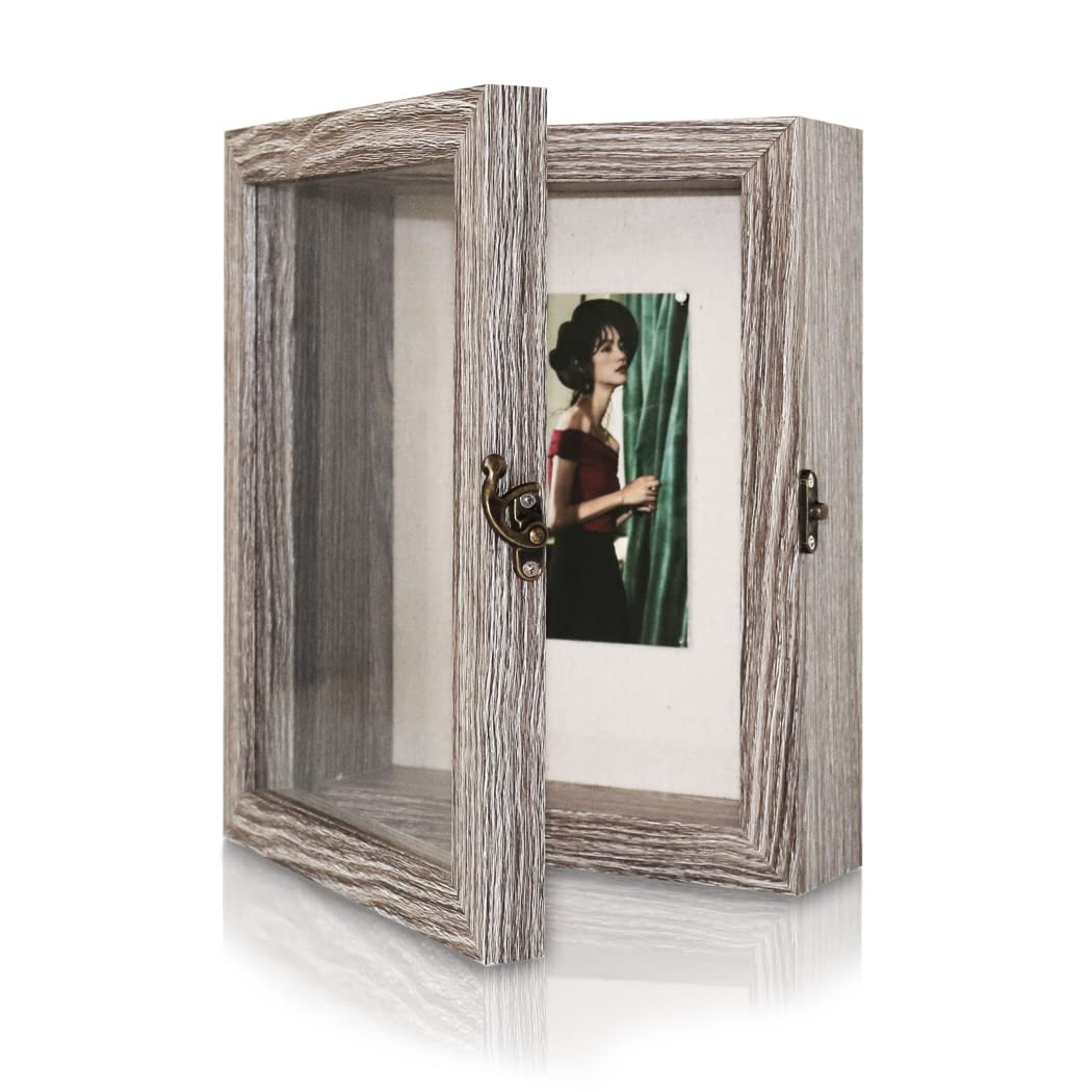 Shadow Box Case Display 8x10,Rustic Wood Memory Picture Photo Frame
