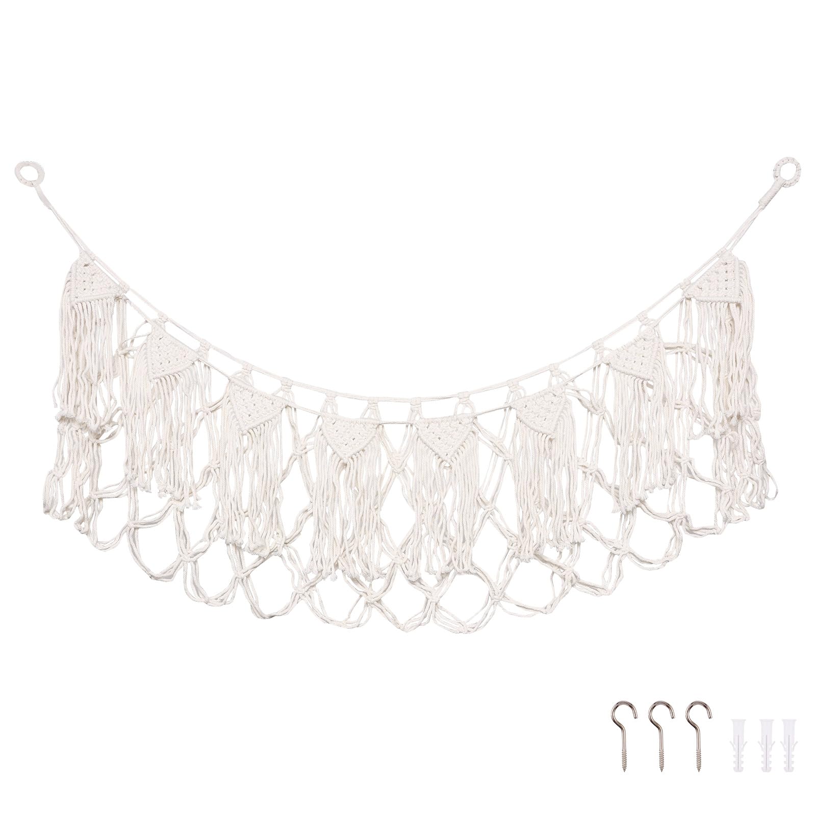 Stuffed Animal Hammock Cuddly Toy Net with Hook for Bear Plush Toy Hammock for Girls Bedroom Décor | 150 * 40cm (white)