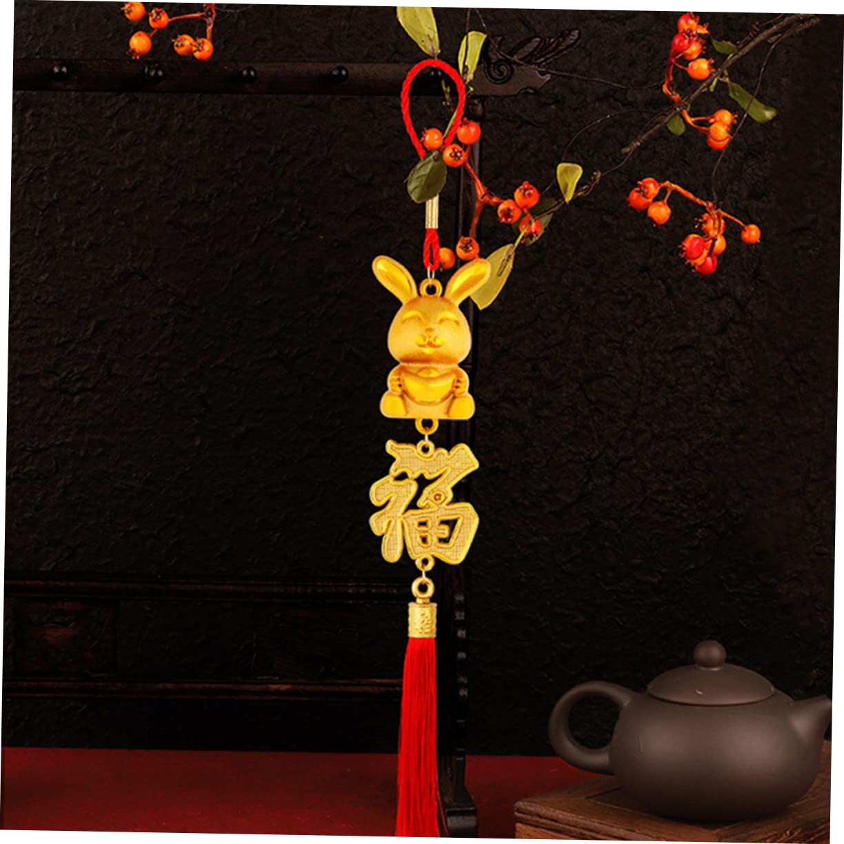 HJMMHX Pendentif Lapin Chinois Suspendu, 33 pièces, Ornement de Festival de Printemps, Style Mixte, Pendentif à nœud, Style d'ornement de Lapin d'année