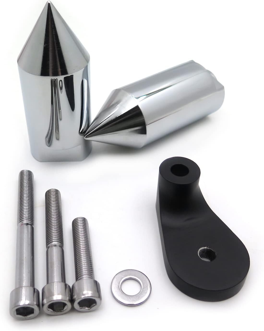 HTTMT- Aluminum Chrome Spike Frame Slider Crash Falling Protector For 2001-2002 Suzuki GSXR1000 GSX-R [P/N: MT290-004-CD]