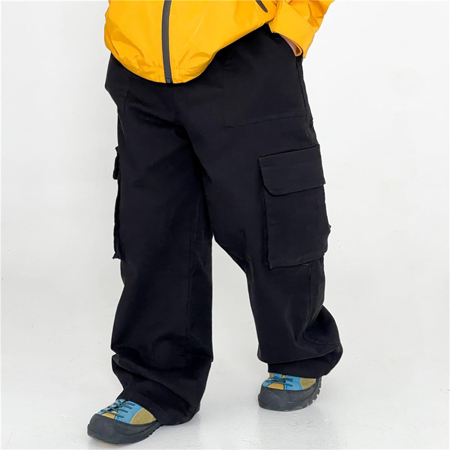 Boys Baggy Cargo Pants Casual Loose Fit Parachute Pant, Wide Leg Pants with Multi Pockets 3-13 Years