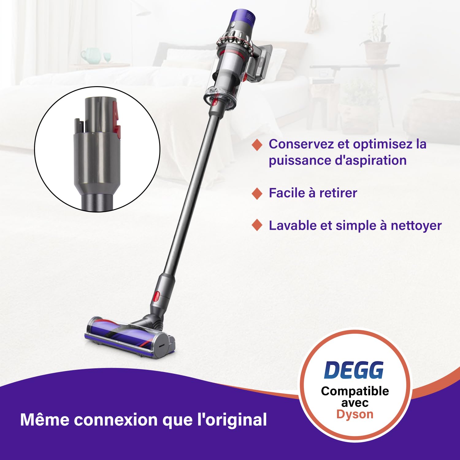 DEGG Tube télescopique - Compatible avec aspirateurs Dyson V7, V8, V10, V11 et V15, Tube d’extension 32mm, Tube d’aspiration Pièces de rechange, Accessoires d’aspirateur - Couleur: Gris Foncé