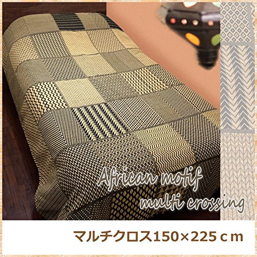 Amazon｜マルチクロス アフリカンモチーフ ブラック 約150×225cm
