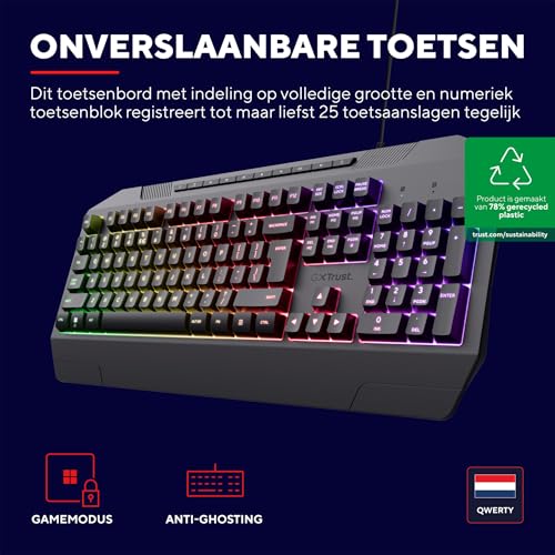 Trust GXT 836 Evocx Tastiera USB QWERTY Inglese US Nero - Tastiera gaming - Immagine 1
