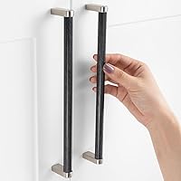 Vista 23 de Paquete de 5 tiradores de gabinete de 3–3/4 pulgadas estriado en negro y oro, manijas de gabinete mate en negro y oro cepillado AP1311, herrajes