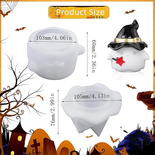 Miniatura 2 de 2 moldes de resina para frascos con tapa, molde de silicona de mago fantasma de Halloween, tarro de almacenamiento de tapa de bruja, moldes epoxi