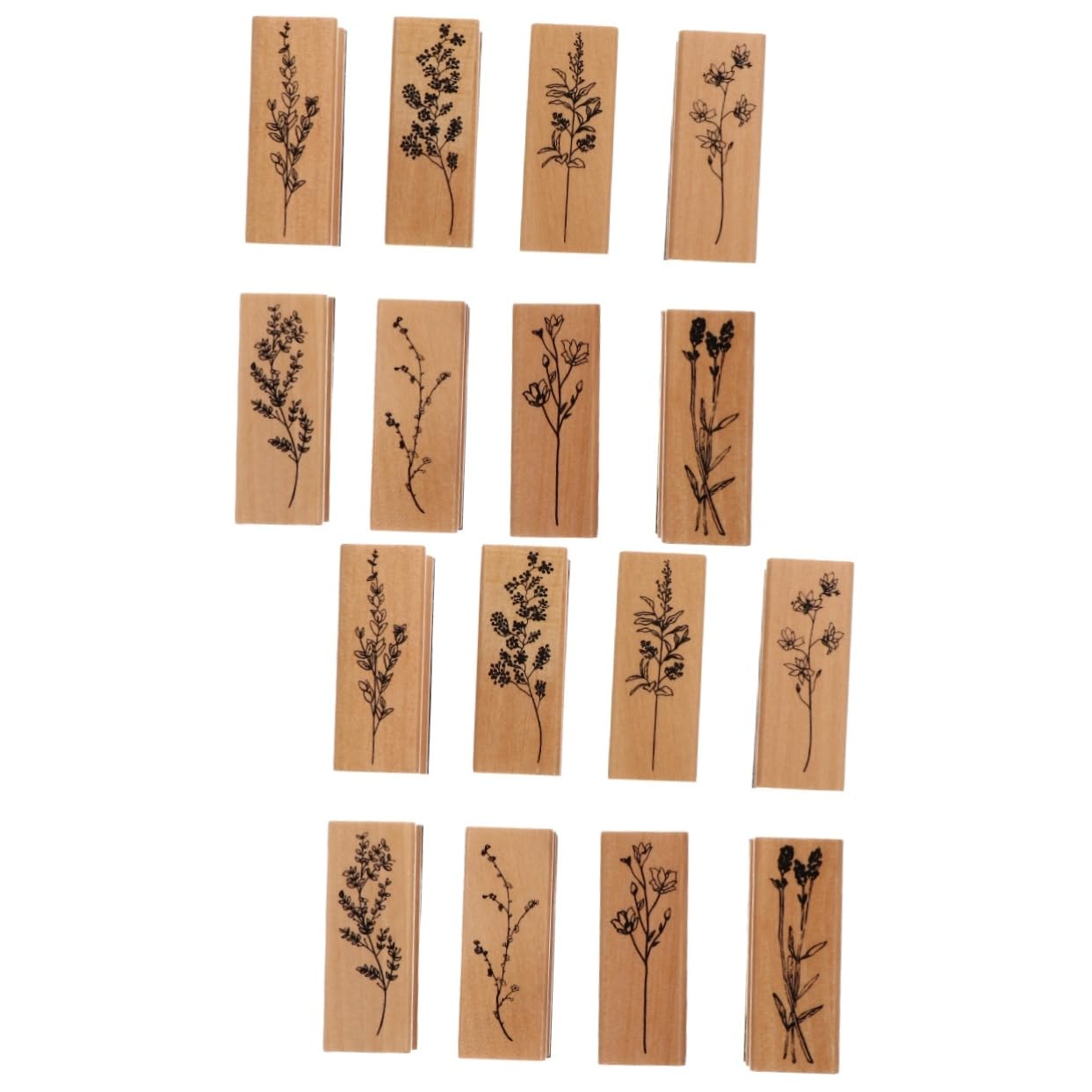 SEWACC 16 Stück Holz Siegel Sammelalbum Stempel Album Stempel Pflanzen Blumen Tagebuch Bastel Tagebuch Planer Holz Brief DIY