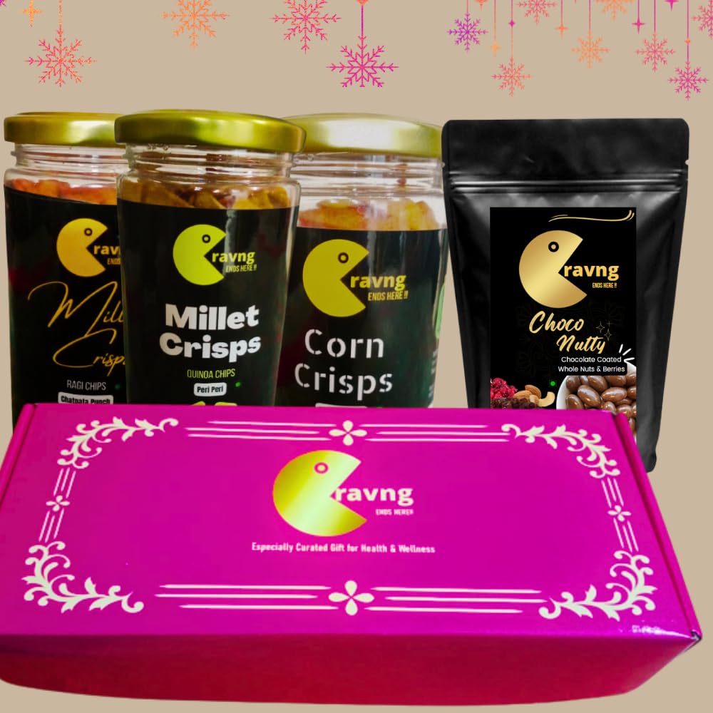 Cravng Millet Crisps | Gift with Chocolate Hamper for Kids Brother Sister | 4 items - Dark Chocolate Coated Almonds, Ragi Quinoa Corn Chips Snacks for friend colleagues | Party Snacks | Healthy Snack Corporate Gift | Family pack (4, Crisps Choco Nutt (B0DCVJ1MCM) Amazon Price History, Amazon Price Tracker
