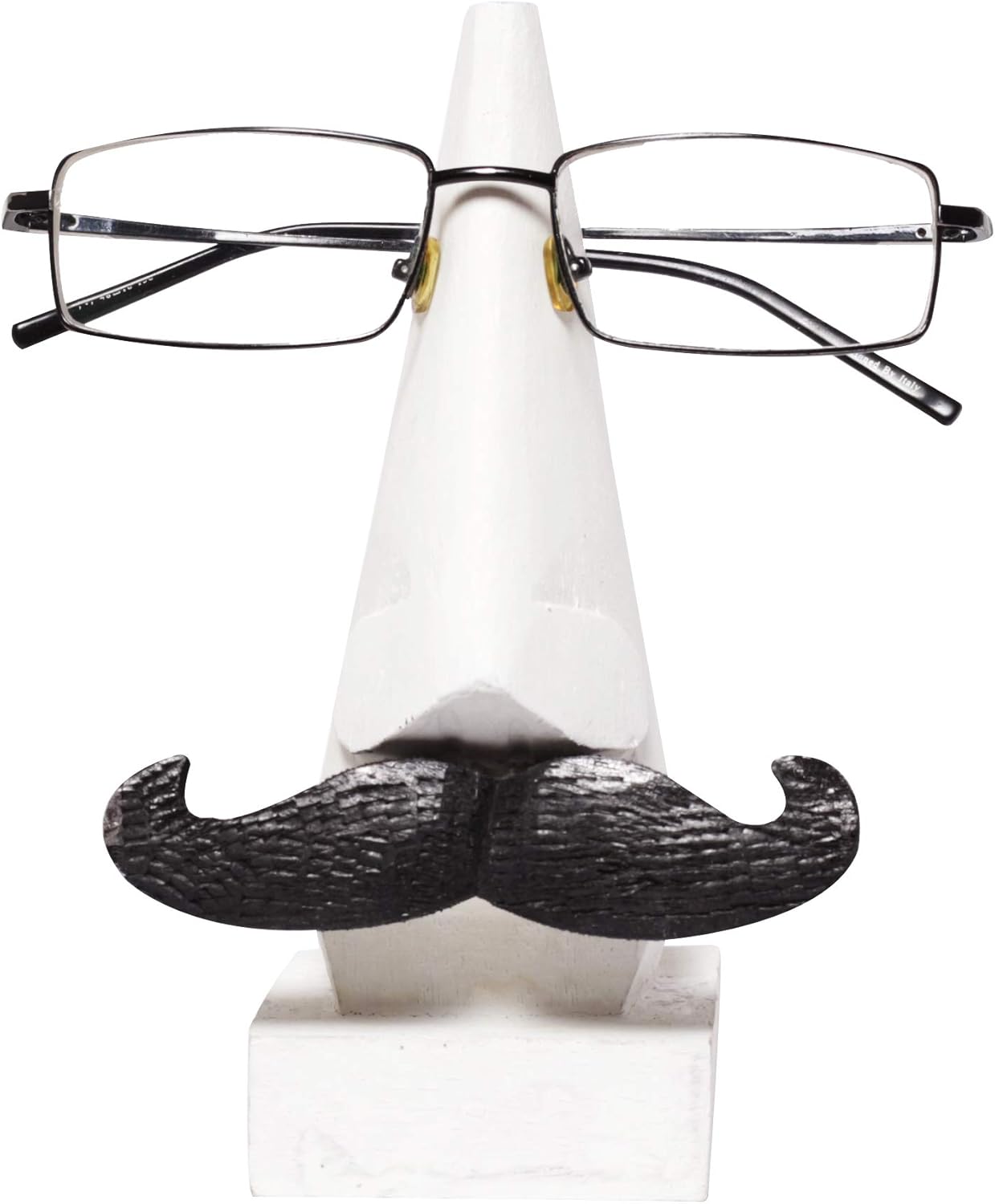The StoreKing Wooden Eyeglass Spectacle Holder Handmade Mustache Display Stand for Office Desk Home Decor Gifts (White)