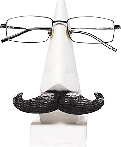 The StoreKing Wooden Eyeglass Spectacle Holder Handmade Mustache Display Stand for Office Desk Home Decor Gifts (White)
