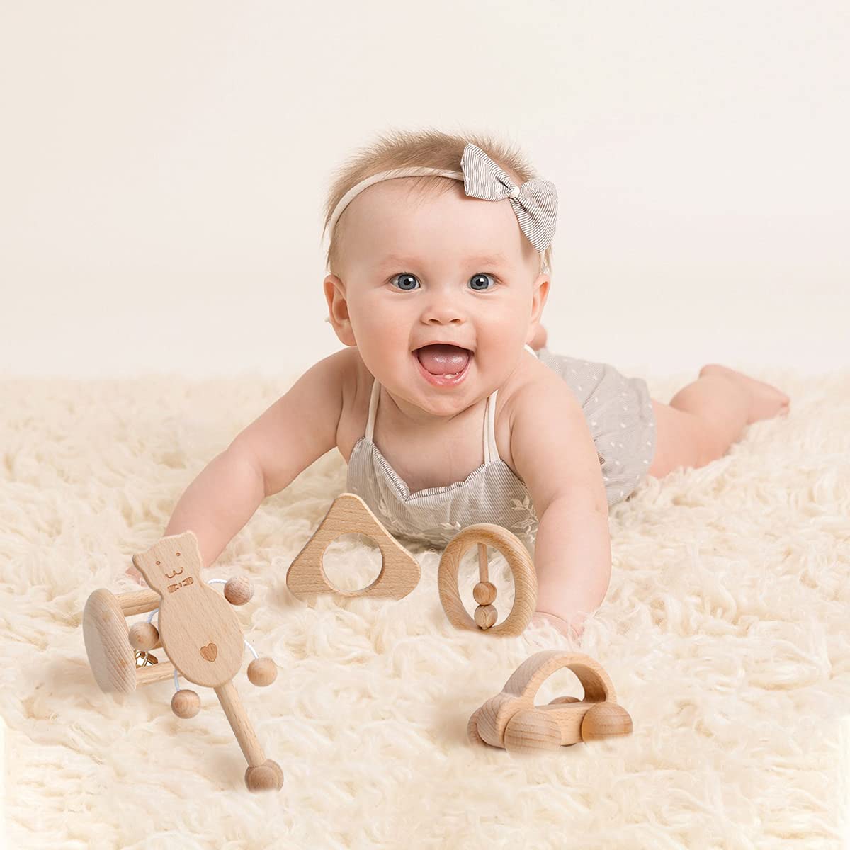 Amazon.co.jp: Baby Firstlook 木製ラトル 手押し車 5点セット