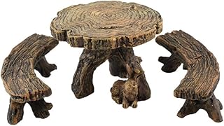 Treasure Gurus Picnic Table and 2 Benches Outdoor Fairy Garden Patio Furniture Dollhouse Supply