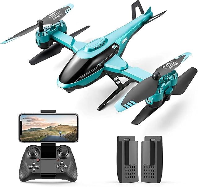 4DRC V10 Remote Control Helicopter, Drone with 1080P Camera, 2.4GHz Aircraft Indoor Flying Toy with High&Low Speed Mode, Altitude Hold ,2 Modular Battery for 30 Min Play Boys Girls