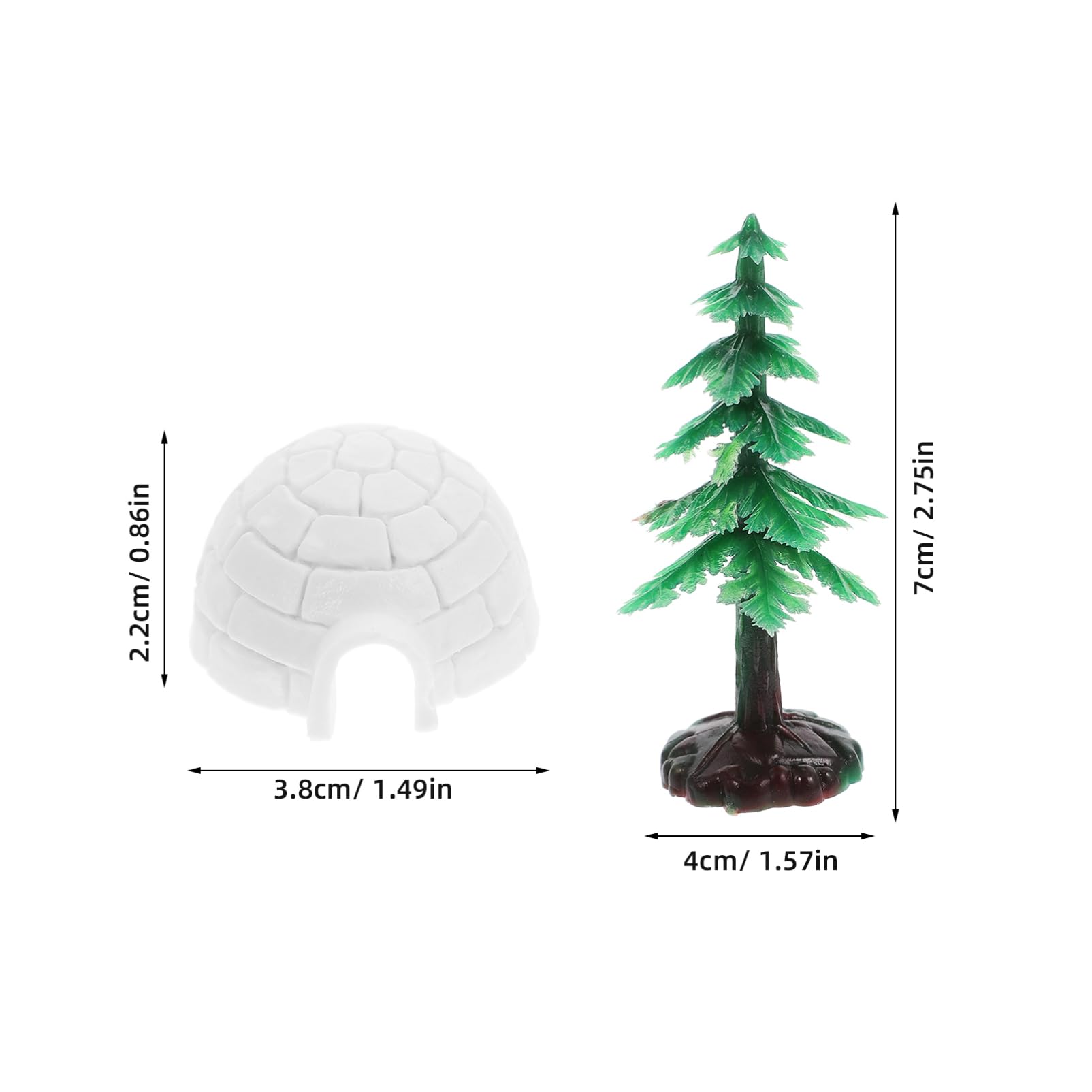 KONTONTY 3pcs Mini Christmas Tree Decor Artificial Xmas Tree Ice House Model Decorative Ice House Space-Saving Desktop Ornament