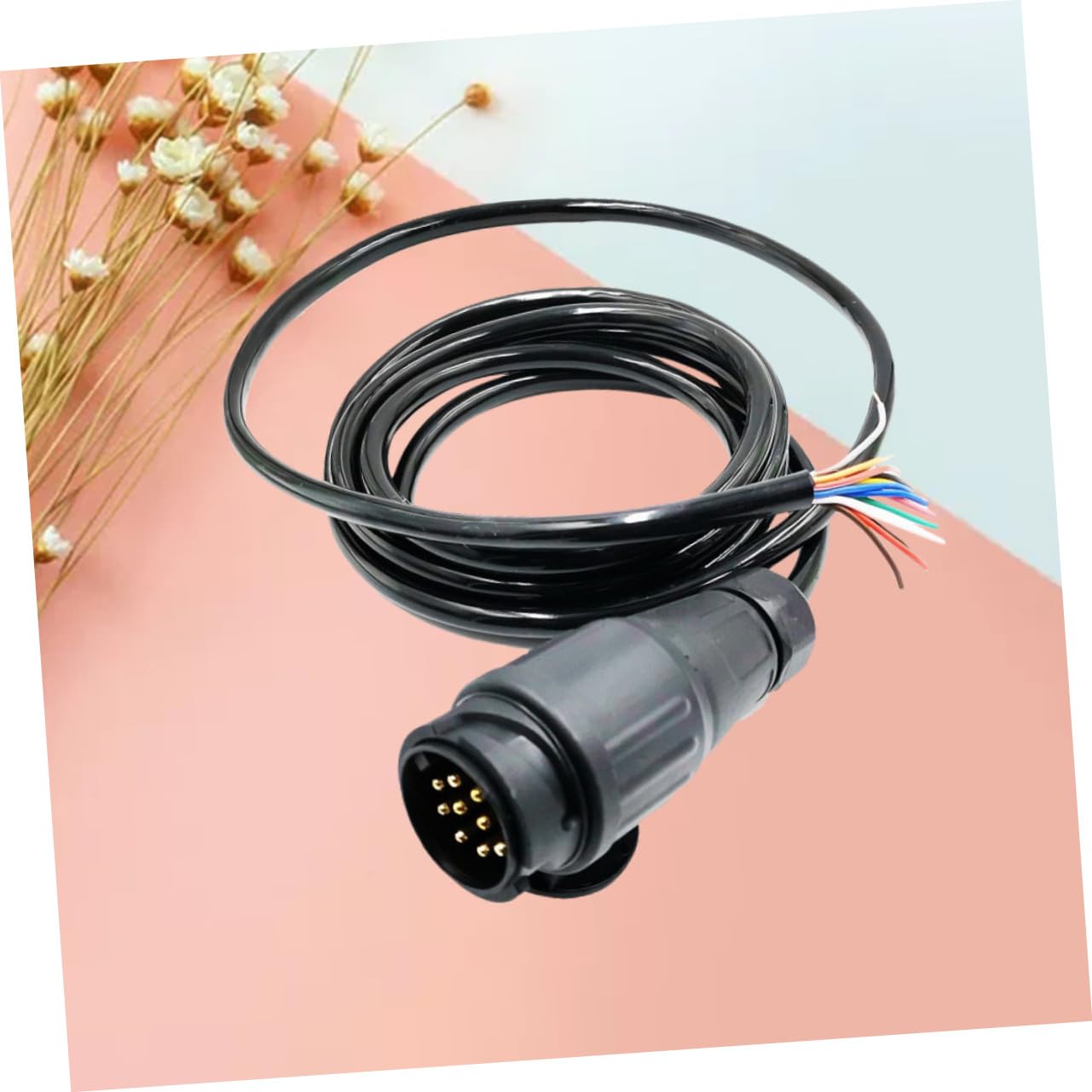 Conector de Enchufe para Coche 13 Pines a 7 Pines Negro | Tpu y Nylon, 3 Metros de Cableado, por Inyección, para Luces de Freno y Posición