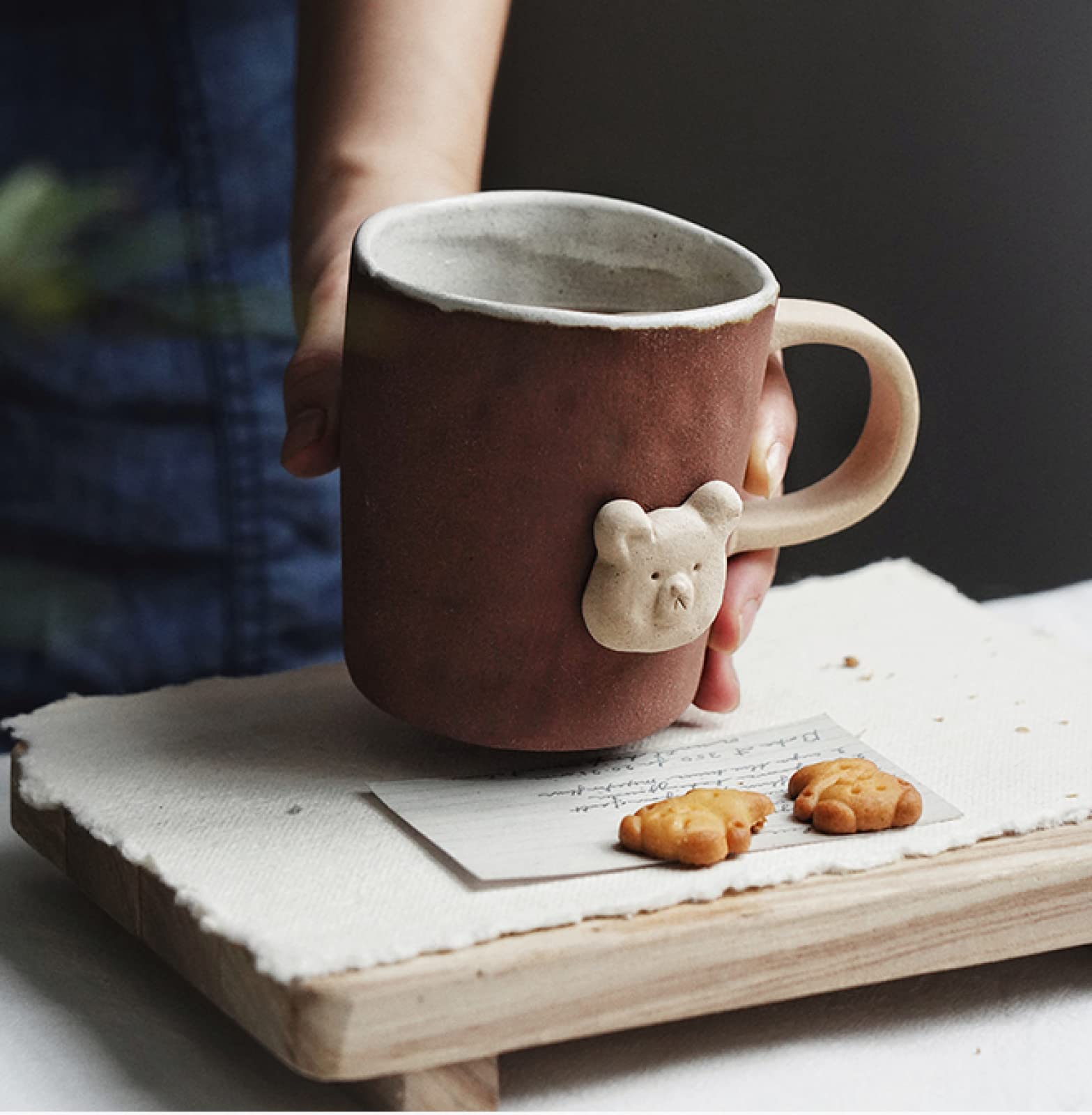 Tazza da caffè in ceramica Tazza da tè con orso di cartone animato retrò Tazza da caffè in ceramica fatta a mano Tazza da succo di latte Regalo di compleanno per ufficio e casa