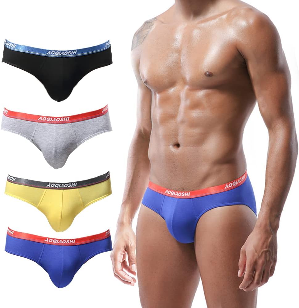 Mens Modal Microfiber Underwear Briefs Low Rise Support Brief Elastic Waistband Briefs Underpants 4 Pack