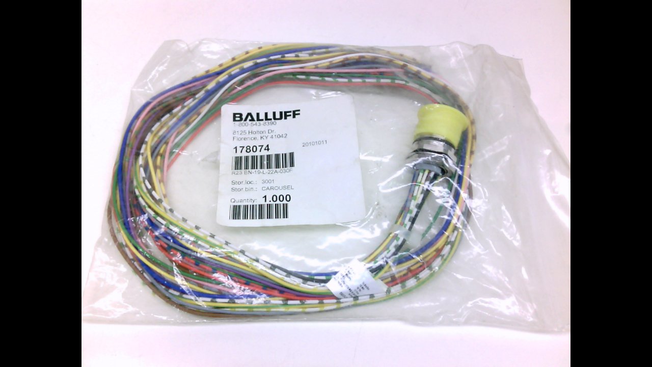 Balluff R23 Bn-19-L-22A-030F, Receptacle, 3Ft, 19Pole, Female, St R23 Bn-19-L-22A-030F