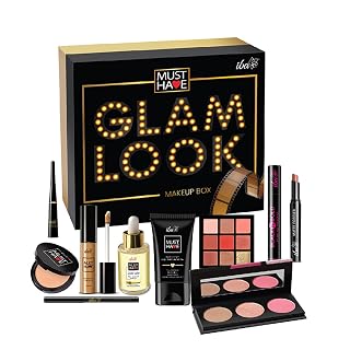 Iba Must Have Glam Look Makeup Box Medium for Women | Pre Makeup Serum | Waterproof Foundation | Matte Compact | Concealer | Matte Forever Non Transfer Lipstick | 3 in 1 Face Palette with Blush Highlighter Contour | 9 in 1 Eyeshadow Palette | Smudge Proof Kajal | Eyeliner| Mascara | Long Lasting & Waterproof Face Makeup | Makeup Kit for Women